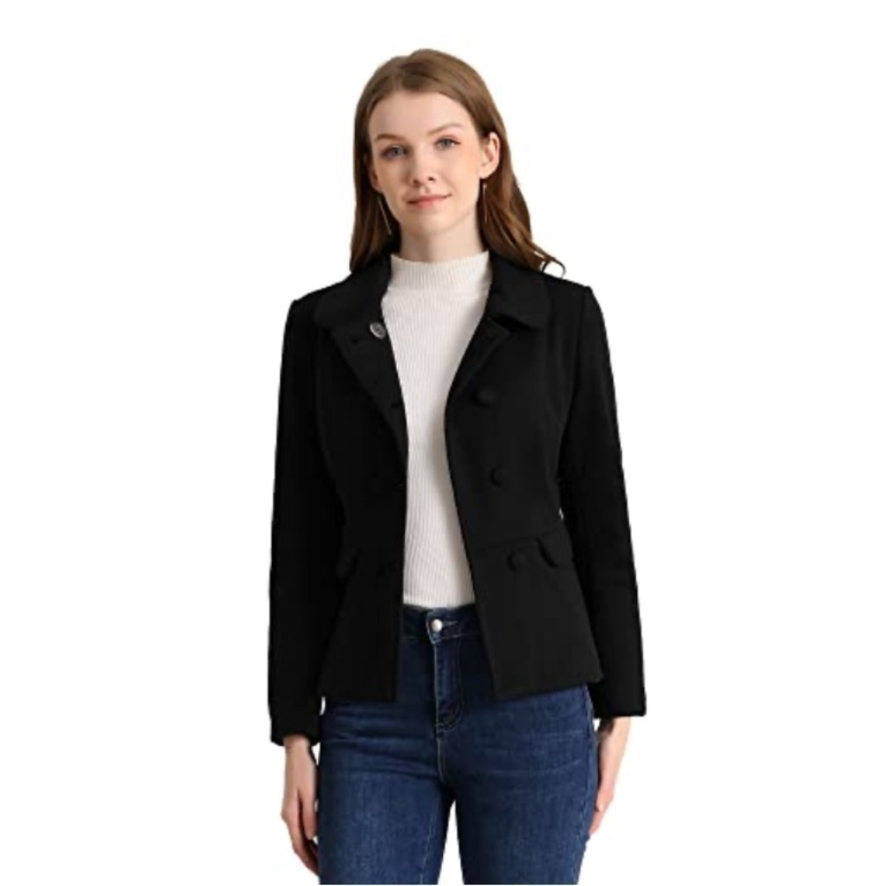 C32 NWT Allegra K Women's Peter Pan Collar Peacoat Short Coat - Size: XS